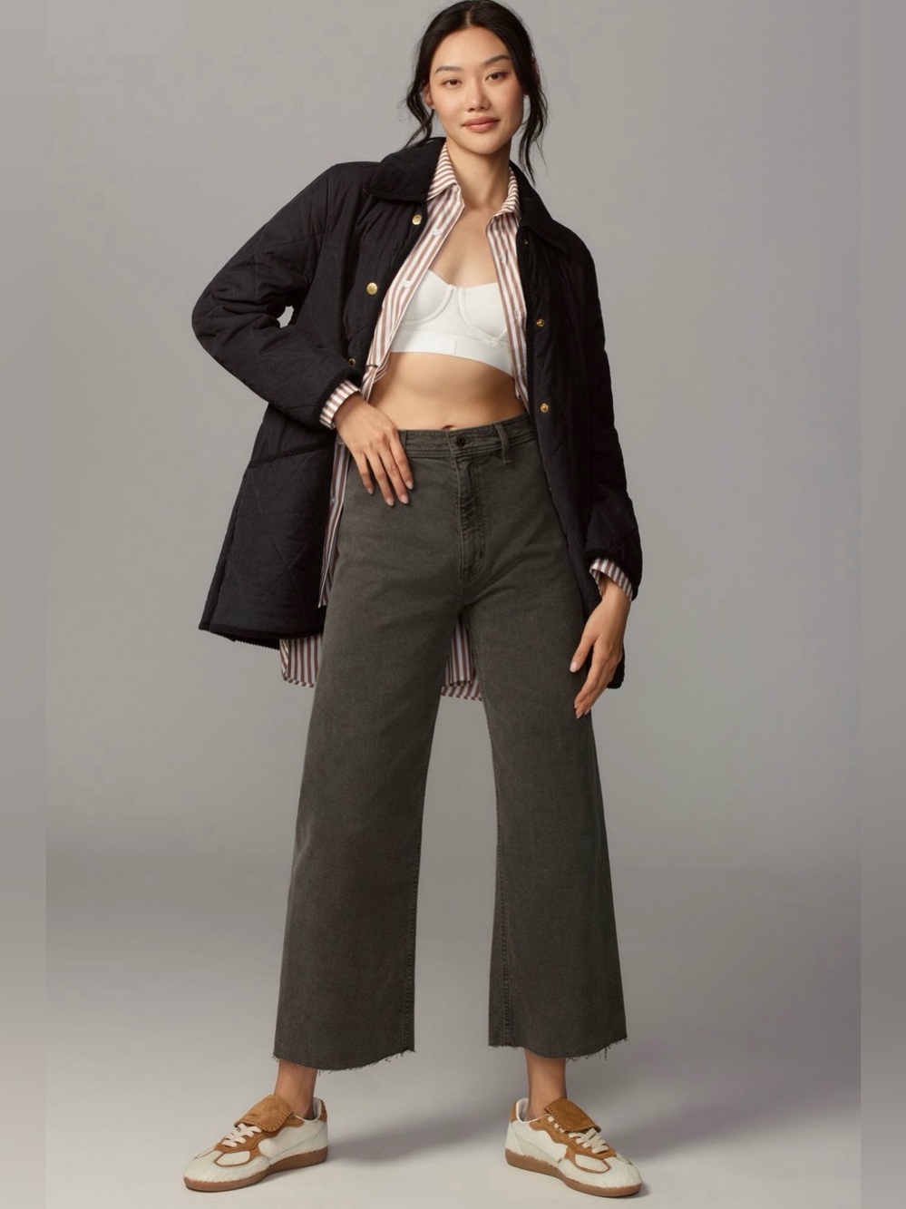 Pistola Penny High-Rise Crop Wide-Leg Jeans in Antique Graphite Size 25